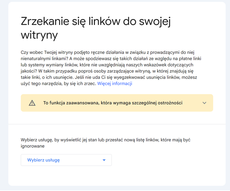 Narzędzie Google Disavow Tool